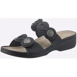 Pantolette WALDLÄUFER, Damen, Gr. 39, schwarz, Glattleder, modisch, Schuhe