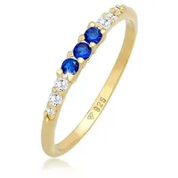 Elli Fingerring Zirkonia Saphir synthetisch Verlobung 925 Silber goldfarben 52