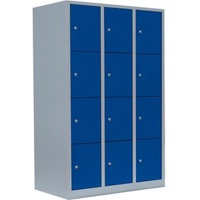 Lüllmann Schließfachschrank X-523431, aus Metall, 12 Fächer, 118,5 x 180 x 50cm, blau