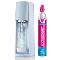 SodaStream Terra Best-Seller Sprudelwassermaschine | Pack 1 Flasche 1 l + 1 Gasnachfüller 60 l zum Anklemmen | Blau