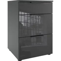 Nachtkommode WIMEX "Level36 black C by fresh to go", grau (graphit, glas grau), B:41cm H:61cm T:41cm, Spanplatte, Sideboards, mit Glaselementen auf der Front, soft-close Funktion, 41cm breit