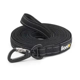 LIONTO gummierte Schleppleine für Hunde, reflektierend, schwarz XL