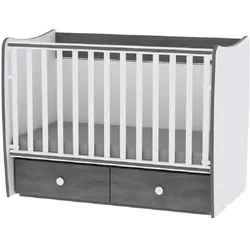 Lorelli Babybett MATRIX NEW, Babyschaukel, 2 Schubladen, Kinderbett, 120 x 60 cm dunkelgrau