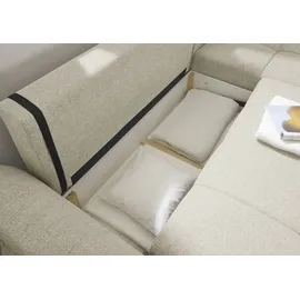 ed exciting design Ecksofa »Bern L-Form frei im Raum stellbar, mit Schlaffunktion in Ivory - 3 Zierkissen