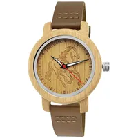 Holzwerk Germany Holzwerk LIL TORI BROWN kleine Leder & Holz Uhr mit Pferd Motiv in braun, beige - Braun/beige