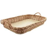 Dekoleidenschaft großes Tablett aus Weide, mit Griffen, 50x35 cm, Serviertablett, Korbtablett rechteckig, Tragetablett, Weidentablett, Kaffeeetablett