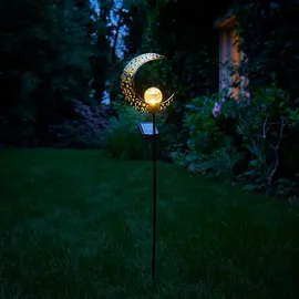NORTHPOINT LED Solar Gartenstab Solarstecker Außenbereich mit Dämmerungssensor Mond