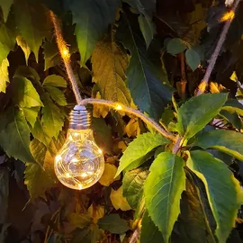 salcar Lichterkette LED 10M Hanfseil 20 Glühbirnen Solar wetterfest Warmweiß