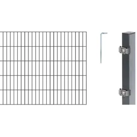 GAH Alberts Alberts Doppelstabmatten-Grundset 16 m 200 x 100 cm 6/5/6 anthrazit