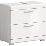 xonox.home Waschbeckenunterschrank 2 Schubladen 60 x 56 x 34 cm Weiß Hochglanz