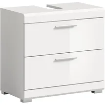 xonox.home Waschbeckenunterschrank 2 Schubladen 60 x 56 x 34 cm Weiß Hochglanz