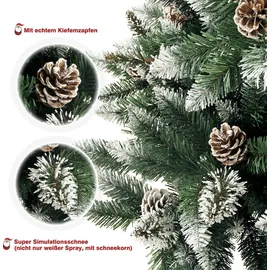 Yorbay Weihnachtsbaum Tannenbaum mit Ständer 120cm-240cm für Weihnachten-Dekoration Mehrweg (Weihnachtsbaum mit Schnee, 210cm)