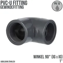 PROFEC - Winkel 90° pvc-u Innengewinde x Innengewinde 1 Zoll, 10 bar,