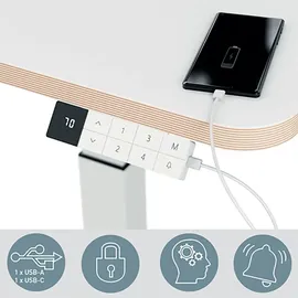 Leitz kleiner elektrisch höhenverstellbarer Schreibtisch mit Aufstehhilfe Weiß