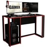 Hti-Living Gamer Schreibtisch Schwarz/Rot