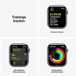 Apple Watch Series 7 GPS + Cellular 45 mm Edelstahlgehäuse graphit, Sportarmband mitternacht
