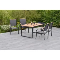 Merxx »»Siena««, 5tlg. mit Ausziehtisch 150-200 x 90 cm Grau und Akazienholz