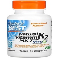 Doctor's Best Natürliches Vitamin K2 MK7 mit MenaQ7, 45mcg, 60 vcaps, Premium Knochen- und Herzgesundheitsunterstützung
