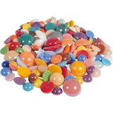 Rayher Glas-Mosaiksteine „Diamond“, rund, bunte Mischung, ca. 0,65 - 1,15 cm ø, Box 180 g, Glasmosaik, Glassteine, 14874999, Bunt