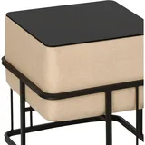 [en.casa] Hocker, Multifunktionaler stapelbarer Sitzhocker Tas 2er Set quadratisch Beige