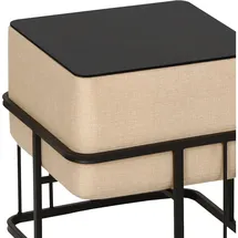 [en.casa] Hocker, Multifunktionaler stapelbarer Sitzhocker Tas 2er Set quadratisch Beige