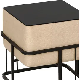 [en.casa] Hocker, Multifunktionaler stapelbarer Sitzhocker Tas 2er Set quadratisch Beige