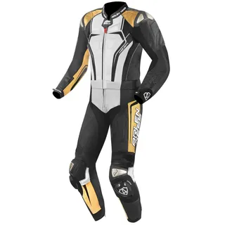 Arlen Ness Race-X 2-Teiler Motorrad Lederkombi, schwarz-weiss-gold, Größe 48 für Männer