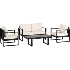 Happy Home Gartenmöbel Lounge-Set mit Sofa & Coffee Table schwarz/beige