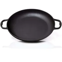 BBQ-Nerd© Paellapfanne aus Gusseisen Ø 36 cm (6 Personen) - Antihaftpfanne mit Flachboden für traditionelle spanische Paella - Gusspfanne