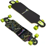 Muuwmi Longboard Compact Neon - ABEC 7 Kugellager Neon - mit LED-Leuchtrollen - Deck 83x22cm - max. 100kg