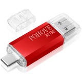 POHOVE USB Stick 32gb, Mini USB C Speicherstick 32gb 2-in-1 Type C USB 2.0 Pen Drive 32 GB Für Samsung, Huawei, Xiaomi, Oneplus Android Handy, PC, Laptop, Tablet (Rot)