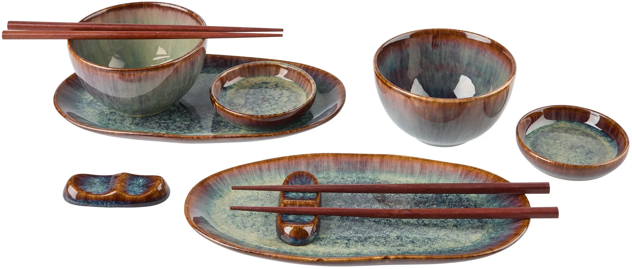 Sushi-Geschirrset Tokyo Braun, 10-teilig