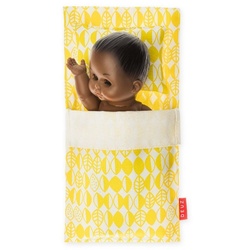 Deuz Puppenkleidung Puppenschlafsack und Kissen mit Muster 18 x 35 cm gelb