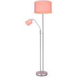 Stehleuchte Wohnzimmer Deckenfluter mit Leselampe Stehlampe Stoffschirm Zugschalter, App Steuerung, Smart RGB LED 1x 10W 1x5W, H 175 cm