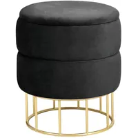 Akord Pouf AKORD ELZA aus Samtstoff mit Stauraum 37 x 42 x 37 cm Schwarz