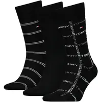 Socken, (Packung, 3 Paar), TH MEN SOCK 3P GIFTBOX GRID STRIPE, Gr. 43-46, black, , 58055211-43