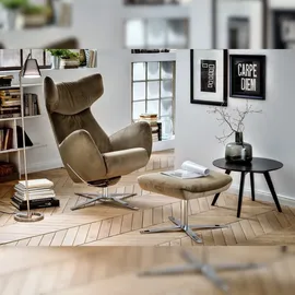 KAWOLA RANDY Drehsessel mit Wippfunktion inkl. Hocker olivgrün