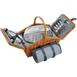 TecTake GmbH Picknickkorb Usedom für 4 Personen, mit Kühlfach & Zubehör - braun