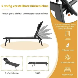 Costway Sonnenliege 63 x 98 x 163 cm Schwarz