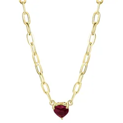 Kette mit Anhänger FIRETTI "Schmuck Geschenk Silber 925 Halsschmuck Halskette Ankerkette Herz", gold (gelbgoldfarben, rot), Halsketten, Damen, Silber 925 (Sterlingsilber), L: 45cm B: 3mm, mit Rubin, B:3mm