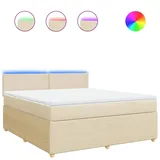 vidaXL Boxspringbett mit Matratze Creme 180x200 cm Stoff