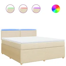vidaXL Boxspringbett mit Matratze Creme 180x200 cm Stoff