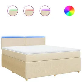 vidaXL Boxspringbett mit Matratze Creme 180x200 cm Stoff