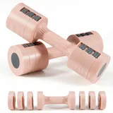 Hantelset für Frauen, verstellbar, 4-in-1-Gewichte, Hantelpaar, jeweils 1 kg/1,5 kg/2 kg/2,5 kg, Freihanteln für das Heimfitnessstudio, Handgewichte für das Krafttraining (Pink, 0.5 KG)