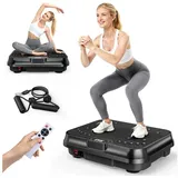 Hamlody Vibrationsplatte Vibrationsplatte für Fitness, Entspannung & Gesundheit – rutschfest, 200 W, 250 Intensitätsstufen, (Spar-Set), LED-Display & Funkfernbedienung, Belastbarkeit: 150 kg schwarz