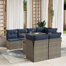 vidaXL Gartensofa-Set 8-tlg. grau Polyrattan