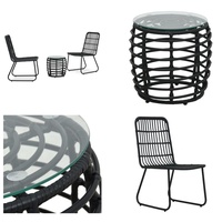 vidaXL 3 tlg. Bistro Set Poly Rattan Schwarz - Bistro-Set - Bistro-Sets - Gartenmöbel-Set - Gartenmöbel-Sets