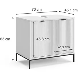Vicco Waschbeckenunterschrank Eliza Weiß, 70 x 63 cm mit 2 Türen