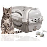 Rohrschneider Katzen Transportbox | Transportbox Katze | Hundebox | Transportbox Hund | Katzenbox grau | Transportbox Katze groß