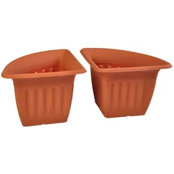 Eck-Blumentopf 2er-Set Terrakotta Pflanztopf Blumenkübel Pflanzkübel Pflanzgefäß Terrakotta